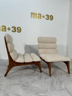 Pair of Mid Century Modern Danish Lounge Chairs in Boucle Fabric 1980s - 3572946