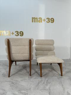 Pair of Mid Century Modern Danish Lounge Chairs in Boucle Fabric 1980s - 3572947