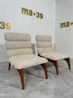 Pair of Mid Century Modern Danish Lounge Chairs in Boucle Fabric 1980s - 3572951