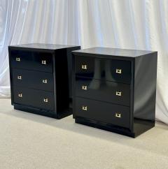 Pair of Mid Century Modern Ebony Cabinets Nightstands Chests Lacquer - 2968821