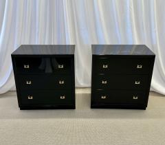 Pair of Mid Century Modern Ebony Cabinets Nightstands Chests Lacquer - 2968822