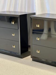Pair of Mid Century Modern Ebony Cabinets Nightstands Chests Lacquer - 2968828