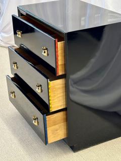Pair of Mid Century Modern Ebony Cabinets Nightstands Chests Lacquer - 2968831