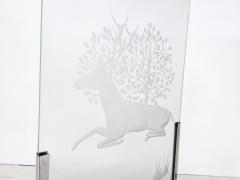 Pair of Mid Century Modern Engraved Glass Panels - 3077255