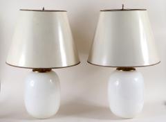 Pair of Mid Century Modern French Opaline Glass Lamps - 1709302