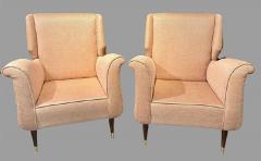 Pair of Mid Century Modern Gio Ponti Style Armchairs Wingback Chairs - 2933684