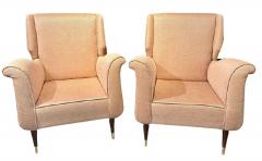 Pair of Mid Century Modern Gio Ponti Style Armchairs Wingback Chairs - 2933685