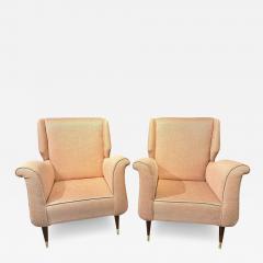 Pair of Mid Century Modern Gio Ponti Style Armchairs Wingback Chairs - 2940019
