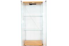 Pair of Mid Century Modern Glass And Blond Wood Display Cases - 4800429