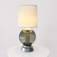 Pair of Mid Century Modern Glass Sphere Lamps 1970s  - 4685877