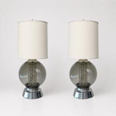 Pair of Mid Century Modern Glass Sphere Lamps 1970s  - 4692894