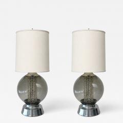 Pair of Mid Century Modern Glass Sphere Lamps 1970s  - 4692895