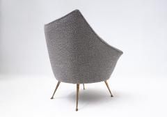 Pair of Mid Century Modern Grey Armchairs with Brass Feet - 2664152
