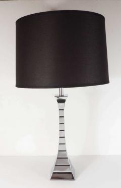Pair of Mid Century Modern Hourglass Form Channel Lamps in Polished Chrome - 2660260