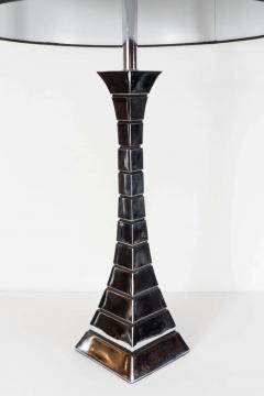 Pair of Mid Century Modern Hourglass Form Channel Lamps in Polished Chrome - 2660263