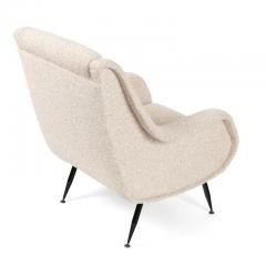 Pair of Mid Century Modern Italian Lounge Chairs in White Fabric - 1086832