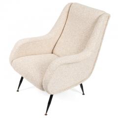 Pair of Mid Century Modern Italian Lounge Chairs in White Fabric - 1086834