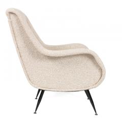 Pair of Mid Century Modern Italian Lounge Chairs in White Fabric - 1086836