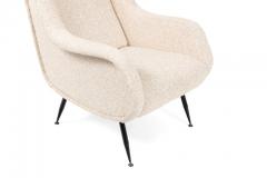 Pair of Mid Century Modern Italian Lounge Chairs in White Fabric - 1086838
