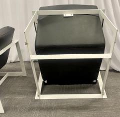 Pair of Mid Century Modern Lounge Chairs Leather Steel Base American 1980s - 2485824