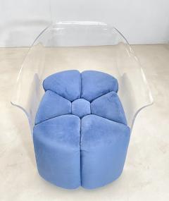 Pair of Mid Century Modern Lucite Armchairs in Blue Velvet - 2975383