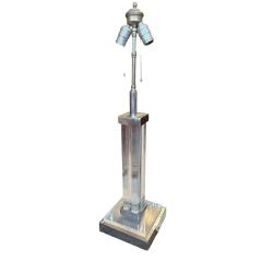Pair of Mid Century Modern Lucite Chrome Table Lamps - 3947109