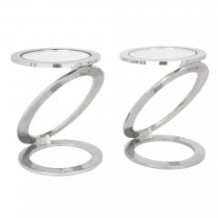 Pair of Mid Century Modern Metallic Chrome Side Tables - 1984921