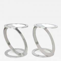 Pair of Mid Century Modern Metallic Chrome Side Tables - 1987589