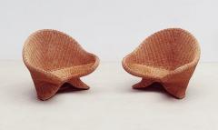 Pair of Mid Century Modern Rattan Armchairs - 2686776