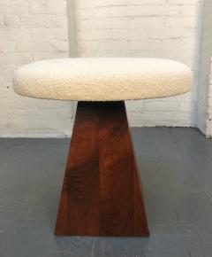 Pair of Mid Century Modern Rosewood Stools with Boucle Fabric - 1815474