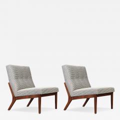 Pair of Mid Century Modern Sculpted Walnut Slipper Chairs - 4595595