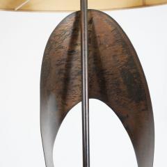 Pair of Mid Century Modern Sculptural Brutalist Patinated Steel Ribbon Lamps - 1483914