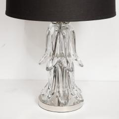 Pair of Mid Century Modern Sculptural Translucent Glass and Chrome Table Lamps - 1733309