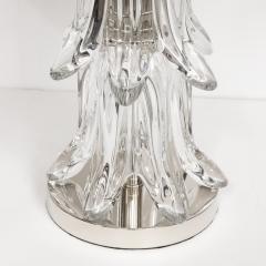 Pair of Mid Century Modern Sculptural Translucent Glass and Chrome Table Lamps - 1733318