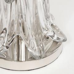 Pair of Mid Century Modern Sculptural Translucent Glass and Chrome Table Lamps - 1733319