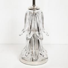 Pair of Mid Century Modern Sculptural Translucent Glass and Chrome Table Lamps - 1733322