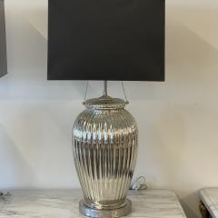 Pair of Mid Century Modern Silver Table Lamps Mercury Glass Brass Urn Shaped - 3145271
