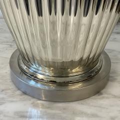 Pair of Mid Century Modern Silver Table Lamps Mercury Glass Brass Urn Shaped - 3145274