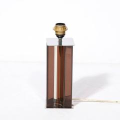 Pair of Mid Century Modern Smoked Amethyst Lucite Polished Chrome Table Lamps - 3352380