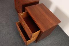 Pair of Mid Century Modern Stained Mahogany and Brass Two Drawer Nightstands - 4452615