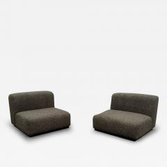 Pair of Mid Century Modern Stendig Lounge Slipper Chairs Gray Boucle - 3280127