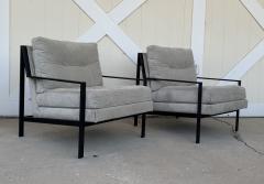 Pair of Mid Century Modern Style Armchairs with Black Metal Frames - 1829572