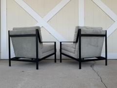 Pair of Mid Century Modern Style Armchairs with Black Metal Frames - 1829573