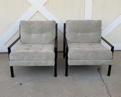 Pair of Mid Century Modern Style Armchairs with Black Metal Frames - 1829574