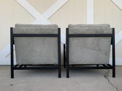 Pair of Mid Century Modern Style Armchairs with Black Metal Frames - 1829577