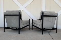 Pair of Mid Century Modern Style Armchairs with Black Metal Frames - 1829578