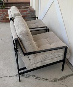 Pair of Mid Century Modern Style Armchairs with Black Metal Frames - 1829579