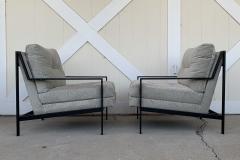 Pair of Mid Century Modern Style Armchairs with Black Metal Frames - 1829580