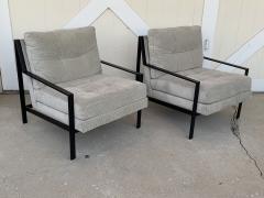 Pair of Mid Century Modern Style Armchairs with Black Metal Frames - 1829581