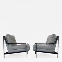 Pair of Mid Century Modern Style Armchairs with Black Metal Frames - 1829644